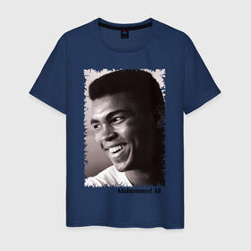 Мужская футболка хлопок с принтом Мухаммед Али (Muhammad Ali) в Санкт-Петербурге, 100% хлопок | прямой крой, круглый вырез горловины, длина до линии бедер, слегка спущенное плечо. | Тематика изображения на принте: мухаммед али