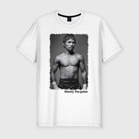 Мужская футболка премиум с принтом Мэнни Пакиао (Manny Pacquiao) в Санкт-Петербурге, 92% хлопок, 8% лайкра | приталенный силуэт, круглый вырез ворота, длина до линии бедра, короткий рукав | manny pacquiao | бокс | мэнни пакиао | чемпион