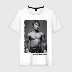 Мужская футболка хлопок с принтом Мэнни Пакиао (Manny Pacquiao) в Санкт-Петербурге, 100% хлопок | прямой крой, круглый вырез горловины, длина до линии бедер, слегка спущенное плечо. | manny pacquiao | бокс | мэнни пакиао | чемпион