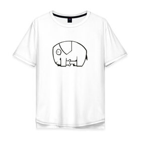 Мужская футболка хлопок Oversize с принтом самодостаточный слоник в Санкт-Петербурге, 100% хлопок | свободный крой, круглый ворот, “спинка” длиннее передней части | Тематика изображения на принте: слон