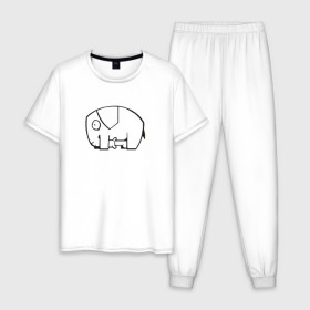 Мужская пижама хлопок с принтом самодостаточный слоник в Санкт-Петербурге, 100% хлопок | брюки и футболка прямого кроя, без карманов, на брюках мягкая резинка на поясе и по низу штанин
 | Тематика изображения на принте: слон