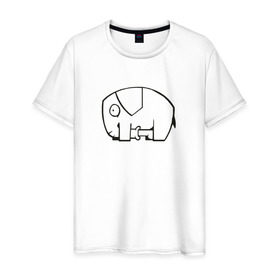 Мужская футболка хлопок с принтом самодостаточный слоник в Санкт-Петербурге, 100% хлопок | прямой крой, круглый вырез горловины, длина до линии бедер, слегка спущенное плечо. | слон