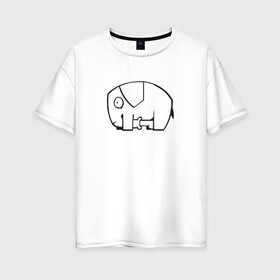 Женская футболка хлопок Oversize с принтом самодостаточный слоник в Санкт-Петербурге, 100% хлопок | свободный крой, круглый ворот, спущенный рукав, длина до линии бедер
 | слон