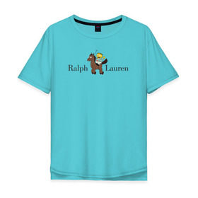 Мужская футболка хлопок Oversize с принтом Ralph Wiggum Lauren в Санкт-Петербурге, 100% хлопок | свободный крой, круглый ворот, “спинка” длиннее передней части | 