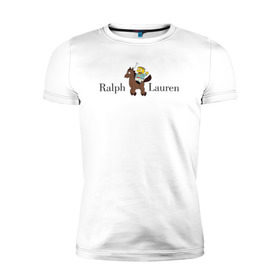 Мужская футболка премиум с принтом Ralph Wiggum Lauren в Санкт-Петербурге, 92% хлопок, 8% лайкра | приталенный силуэт, круглый вырез ворота, длина до линии бедра, короткий рукав | 