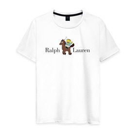 Мужская футболка хлопок с принтом Ralph Wiggum Lauren в Санкт-Петербурге, 100% хлопок | прямой крой, круглый вырез горловины, длина до линии бедер, слегка спущенное плечо. | 