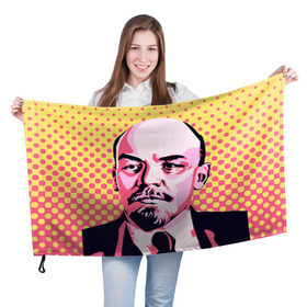 Флаг 3D с принтом Поп-арт. Ленин в Санкт-Петербурге, 100% полиэстер | плотность ткани — 95 г/м2, размер — 67 х 109 см. Принт наносится с одной стороны | lenin | ильич | ленин | поп арт | ретро | ссср | товарищ