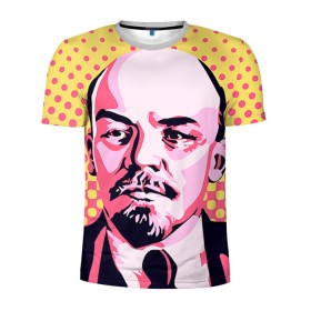 Мужская футболка 3D спортивная с принтом Поп-арт. Ленин в Санкт-Петербурге, 100% полиэстер с улучшенными характеристиками | приталенный силуэт, круглая горловина, широкие плечи, сужается к линии бедра | lenin | ильич | ленин | поп арт | ретро | ссср | товарищ