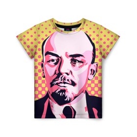 Детская футболка 3D с принтом Поп-арт. Ленин в Санкт-Петербурге, 100% гипоаллергенный полиэфир | прямой крой, круглый вырез горловины, длина до линии бедер, чуть спущенное плечо, ткань немного тянется | lenin | ильич | ленин | поп арт | ретро | ссср | товарищ