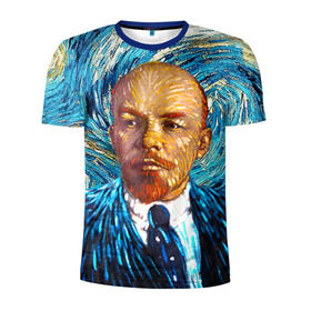 Мужская футболка 3D спортивная с принтом Ленин по мотивам Ван Гога в Санкт-Петербурге, 100% полиэстер с улучшенными характеристиками | приталенный силуэт, круглая горловина, широкие плечи, сужается к линии бедра | lenin | ван гог | ильич | ленин | ретро | ссср | товарищ