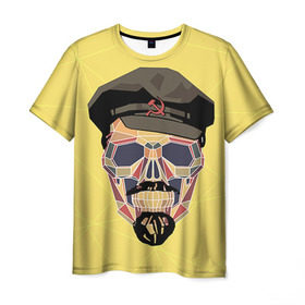 Мужская футболка 3D с принтом Полигональный череп Ленина в Санкт-Петербурге, 100% полиэфир | прямой крой, круглый вырез горловины, длина до линии бедер | Тематика изображения на принте: lenin | ильич | ленин | полигональный череп | ретро | ссср | товарищ | череп