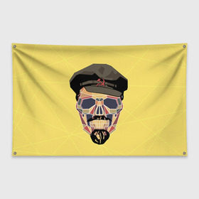 Флаг-баннер с принтом Полигональный череп Ленина в Санкт-Петербурге, 100% полиэстер | размер 67 х 109 см, плотность ткани — 95 г/м2; по краям флага есть четыре люверса для крепления | lenin | ильич | ленин | полигональный череп | ретро | ссср | товарищ | череп