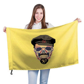 Флаг 3D с принтом Полигональный череп Ленина в Санкт-Петербурге, 100% полиэстер | плотность ткани — 95 г/м2, размер — 67 х 109 см. Принт наносится с одной стороны | lenin | ильич | ленин | полигональный череп | ретро | ссср | товарищ | череп