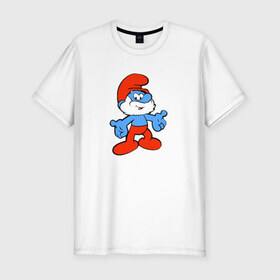 Мужская футболка премиум с принтом Смурфики в Санкт-Петербурге, 92% хлопок, 8% лайкра | приталенный силуэт, круглый вырез ворота, длина до линии бедра, короткий рукав | смурфики