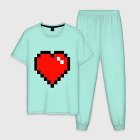 Мужская пижама хлопок с принтом Minecraft сердце в Санкт-Петербурге, 100% хлопок | брюки и футболка прямого кроя, без карманов, на брюках мягкая резинка на поясе и по низу штанин
 | Тематика изображения на принте: minecraft | minecraft сердцесердце | игра | майнкрафт.