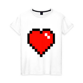 Женская футболка хлопок с принтом Minecraft сердце в Санкт-Петербурге, 100% хлопок | прямой крой, круглый вырез горловины, длина до линии бедер, слегка спущенное плечо | Тематика изображения на принте: minecraft | minecraft сердцесердце | игра | майнкрафт.