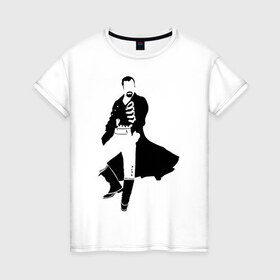 Женская футболка хлопок с принтом Black Sails Pirate в Санкт-Петербурге, 100% хлопок | прямой крой, круглый вырез горловины, длина до линии бедер, слегка спущенное плечо | пират