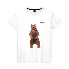 Женская футболка хлопок с принтом Медведь Plan B №2 (чёрный) в Санкт-Петербурге, 100% хлопок | прямой крой, круглый вырез горловины, длина до линии бедер, слегка спущенное плечо | planb | кальян | медведь | на макете изображен бурый медведь с кальяном | планб