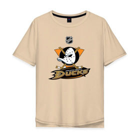 Мужская футболка хлопок Oversize с принтом Anaheim Ducks (Black) в Санкт-Петербурге, 100% хлопок | свободный крой, круглый ворот, “спинка” длиннее передней части | anaheim ducks | nhl | спорт | хоккей