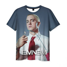 Мужская футболка 3D с принтом Eminem в Санкт-Петербурге, 100% полиэфир | прямой крой, круглый вырез горловины, длина до линии бедер | eminem | music | rap | музыка | реп | эминем