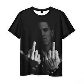 Мужская футболка 3D с принтом Eminem в Санкт-Петербурге, 100% полиэфир | прямой крой, круглый вырез горловины, длина до линии бедер | Тематика изображения на принте: eminem | music | rap | музыка | реп | эминем