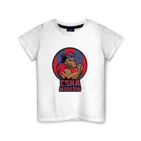 Детская футболка хлопок с принтом ЦСКА Москва в Санкт-Петербурге, 100% хлопок | круглый вырез горловины, полуприлегающий силуэт, длина до линии бедер | Тематика изображения на принте: 