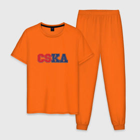 Мужская пижама хлопок с принтом CSKA в Санкт-Петербурге, 100% хлопок | брюки и футболка прямого кроя, без карманов, на брюках мягкая резинка на поясе и по низу штанин
 | 