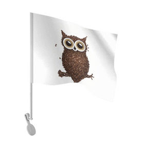 Флаг для автомобиля с принтом Сова из кофе в Санкт-Петербурге, 100% полиэстер | Размер: 30*21 см | Тематика изображения на принте: 