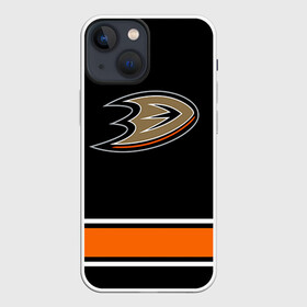 Чехол для iPhone 13 mini с принтом Anaheim Ducks Selanne в Санкт-Петербурге,  |  | Тематика изображения на принте: anaheim ducks selanne | nhl | спорт | хоккей