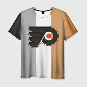 Мужская футболка 3D с принтом Philadelphia Flyers в Санкт-Петербурге, 100% полиэфир | прямой крой, круглый вырез горловины, длина до линии бедер | nhl | philadelphia flyers | спорт | хоккей