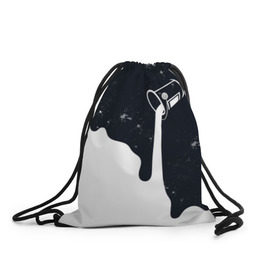 Рюкзак-мешок 3D с принтом Черно-белый в Санкт-Петербурге, 100% полиэстер | плотность ткани — 200 г/м2, размер — 35 х 45 см; лямки — толстые шнурки, застежка на шнуровке, без карманов и подкладки | брызги | ведро | космос | краска | черно белый