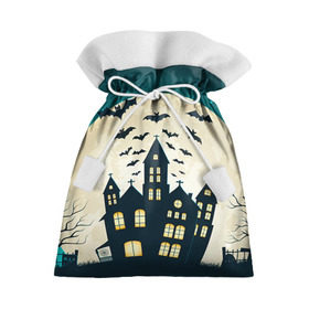 Подарочный 3D мешок с принтом Хэллоуин. Замок в Санкт-Петербурге, 100% полиэстер | Размер: 29*39 см | halloween | замок | праздник | тыква | хэллоуин