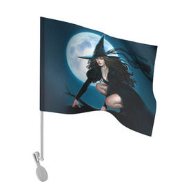 Флаг для автомобиля с принтом Ведьма в Санкт-Петербурге, 100% полиэстер | Размер: 30*21 см | halloween | ведьма | праздник | тыква | хэллоуин