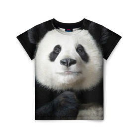 Детская футболка 3D с принтом Панда в Санкт-Петербурге, 100% гипоаллергенный полиэфир | прямой крой, круглый вырез горловины, длина до линии бедер, чуть спущенное плечо, ткань немного тянется | Тематика изображения на принте: панда