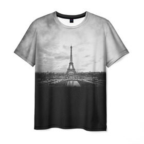 Мужская футболка 3D с принтом Париж в Санкт-Петербурге, 100% полиэфир | прямой крой, круглый вырез горловины, длина до линии бедер | Тематика изображения на принте: 