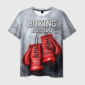 Мужская футболка 3D с принтом Boxing в Санкт-Петербурге, 100% полиэфир | прямой крой, круглый вырез горловины, длина до линии бедер | boxing | boxing russia | бокс | боксер | перчатки