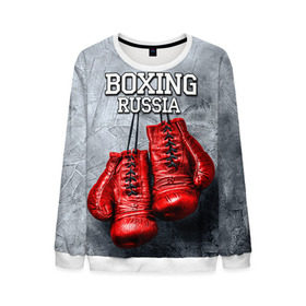 Мужской свитшот 3D с принтом Boxing в Санкт-Петербурге, 100% полиэстер с мягким внутренним слоем | круглый вырез горловины, мягкая резинка на манжетах и поясе, свободная посадка по фигуре | boxing | boxing russia | бокс | боксер | перчатки