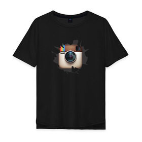 Мужская футболка хлопок Oversize с принтом Instagram в Санкт-Петербурге, 100% хлопок | свободный крой, круглый ворот, “спинка” длиннее передней части | инстаграм