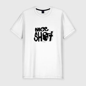 Мужская футболка премиум с принтом Nice Shot в Санкт-Петербурге, 92% хлопок, 8% лайкра | приталенный силуэт, круглый вырез ворота, длина до линии бедра, короткий рукав | counter strike | cs | cs go | global offensive