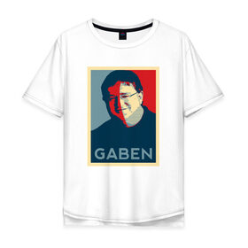 Мужская футболка хлопок Oversize с принтом GABEN в Санкт-Петербурге, 100% хлопок | свободный крой, круглый ворот, “спинка” длиннее передней части | gabe | gaben | steam