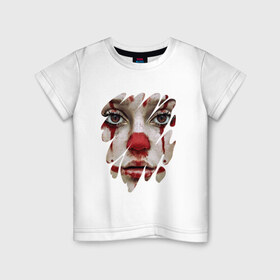 Детская футболка хлопок с принтом Кровавый раскрас в Санкт-Петербурге, 100% хлопок | круглый вырез горловины, полуприлегающий силуэт, длина до линии бедер | halloween | боди арт | кровь | страшилки | хэллоуин