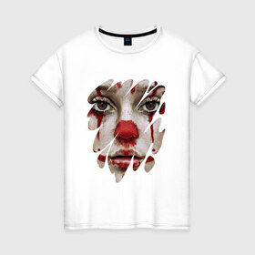 Женская футболка хлопок с принтом Кровавый раскрас в Санкт-Петербурге, 100% хлопок | прямой крой, круглый вырез горловины, длина до линии бедер, слегка спущенное плечо | halloween | боди арт | кровь | страшилки | хэллоуин