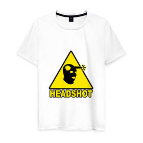 Мужская футболка хлопок с принтом Headshot CS:GO в Санкт-Петербурге, 100% хлопок | прямой крой, круглый вырез горловины, длина до линии бедер, слегка спущенное плечо. | cs_go