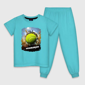 Детская пижама хлопок с принтом Уимблдон (Wimbledon) в Санкт-Петербурге, 100% хлопок |  брюки и футболка прямого кроя, без карманов, на брюках мягкая резинка на поясе и по низу штанин
 | wimbledon | англия | большой теннис | великобритания | теннисный мяч | уимблдон