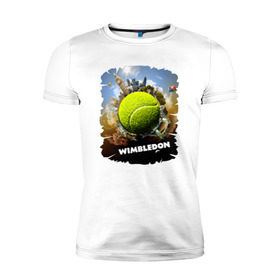 Мужская футболка премиум с принтом Уимблдон (Wimbledon) в Санкт-Петербурге, 92% хлопок, 8% лайкра | приталенный силуэт, круглый вырез ворота, длина до линии бедра, короткий рукав | wimbledon | англия | большой теннис | великобритания | теннисный мяч | уимблдон