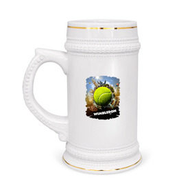 Кружка пивная с принтом Уимблдон (Wimbledon) в Санкт-Петербурге,  керамика (Материал выдерживает высокую температуру, стоит избегать резкого перепада температур) |  объем 630 мл | wimbledon | англия | большой теннис | великобритания | теннисный мяч | уимблдон