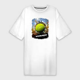 Платье-футболка хлопок с принтом Уимблдон (Wimbledon) в Санкт-Петербурге,  |  | wimbledon | англия | большой теннис | великобритания | теннисный мяч | уимблдон