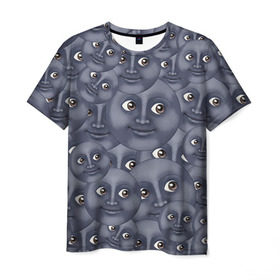 Мужская футболка 3D с принтом Эмодзи в Санкт-Петербурге, 100% полиэфир | прямой крой, круглый вырез горловины, длина до линии бедер | emoji | moon | луна | смайл | смайлик | эмоджи | эмодзи