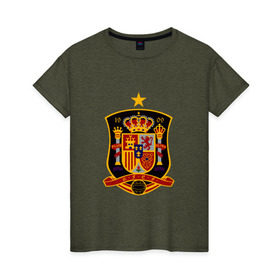 Женская футболка хлопок с принтом Сборная Испании в Санкт-Петербурге, 100% хлопок | прямой крой, круглый вырез горловины, длина до линии бедер, слегка спущенное плечо | spain | испания | сборная испании
футбол