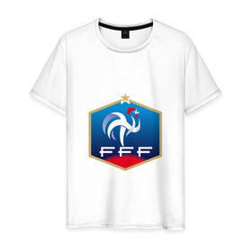 Мужская футболка хлопок с принтом Сборная Франции в Санкт-Петербурге, 100% хлопок | прямой крой, круглый вырез горловины, длина до линии бедер, слегка спущенное плечо. | сборная франции
france | франция | футбол